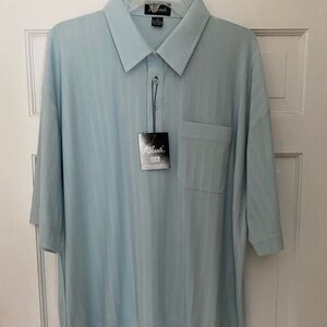 NWT Merola men’s blue collared top with short sleeves and banded bottom XXL